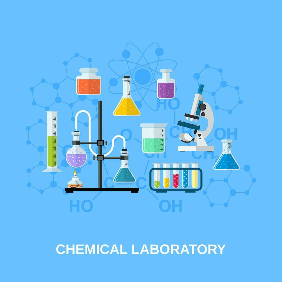 químico vidraria, laboratório. vetor