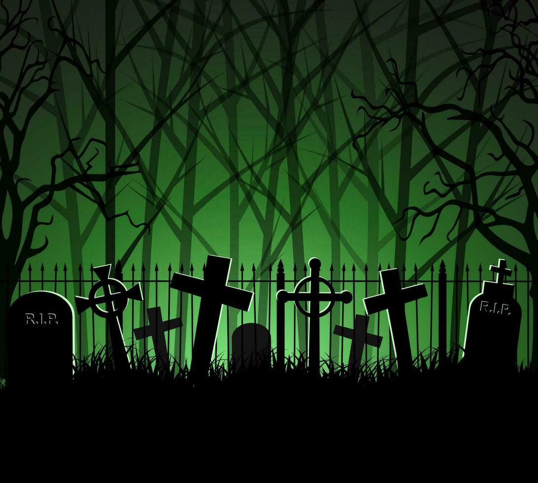 cemitério cemitério túmulo dentro floresta vetor