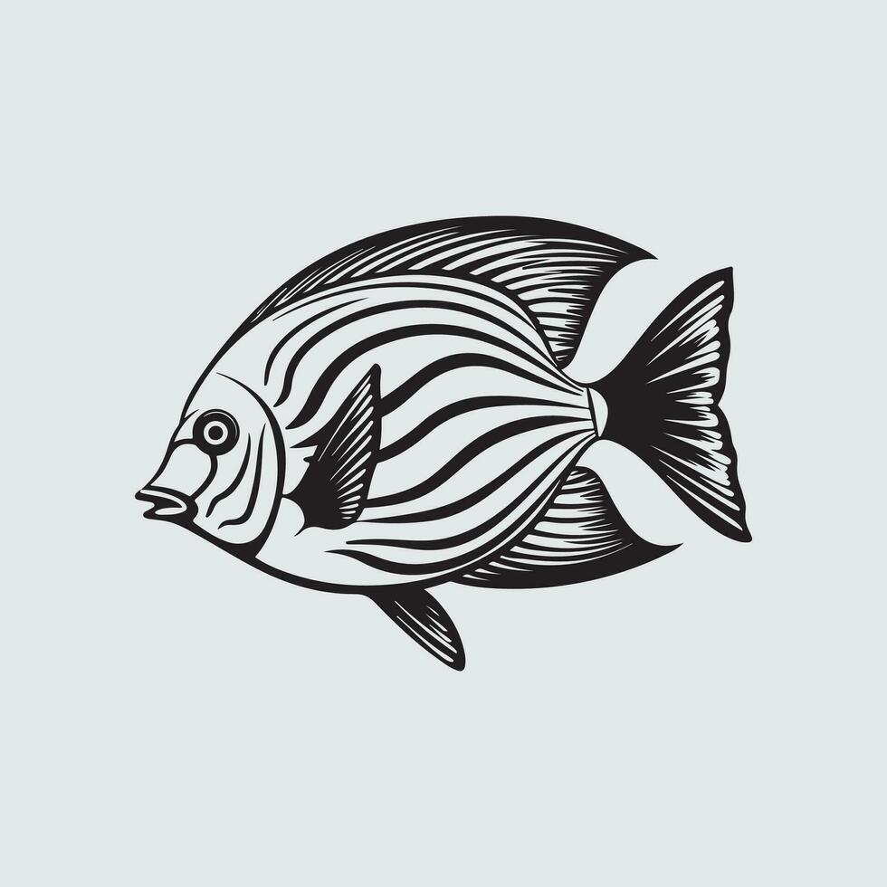 peixe vetor imagem, Preto e branco peixe