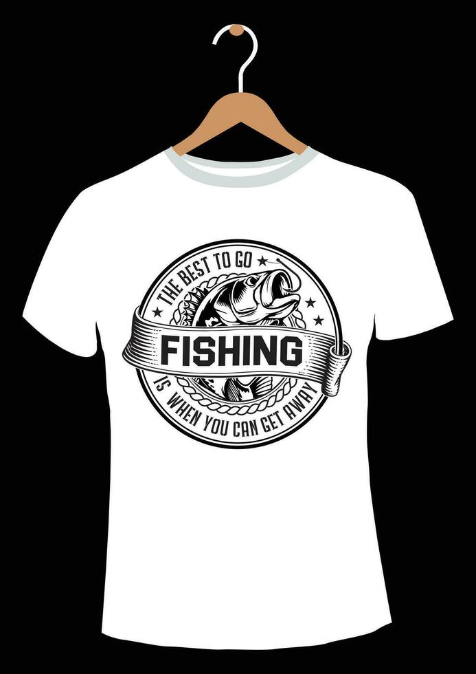 design de camiseta de pesca. vetor