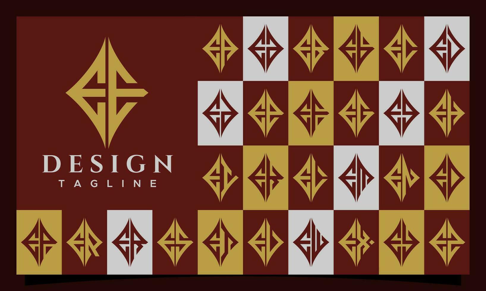 elegante linha afiado losango carta e ee logotipo Projeto conjunto vetor