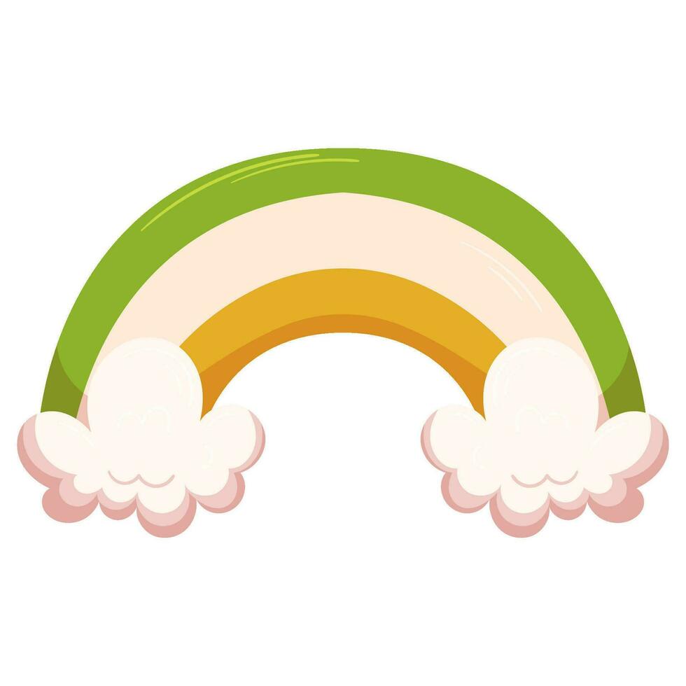 st. patricks dia arco Iris dentro a cores do a irlandês bandeira - verde, branco e laranja, com nuvens vetor