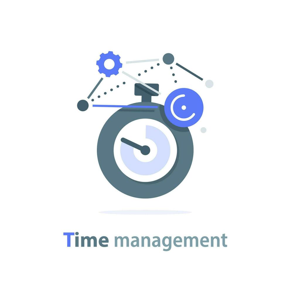 conceito de design plano para gerenciamento de tempo, direcionamento, planejamento de trabalho e tempo vetor