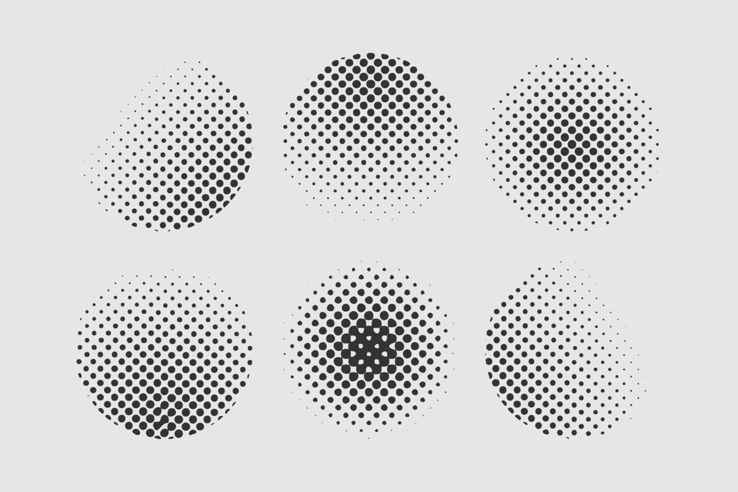 conjunto de elementos de design vintage de pontos de meio-tom em forma de círculo vetor