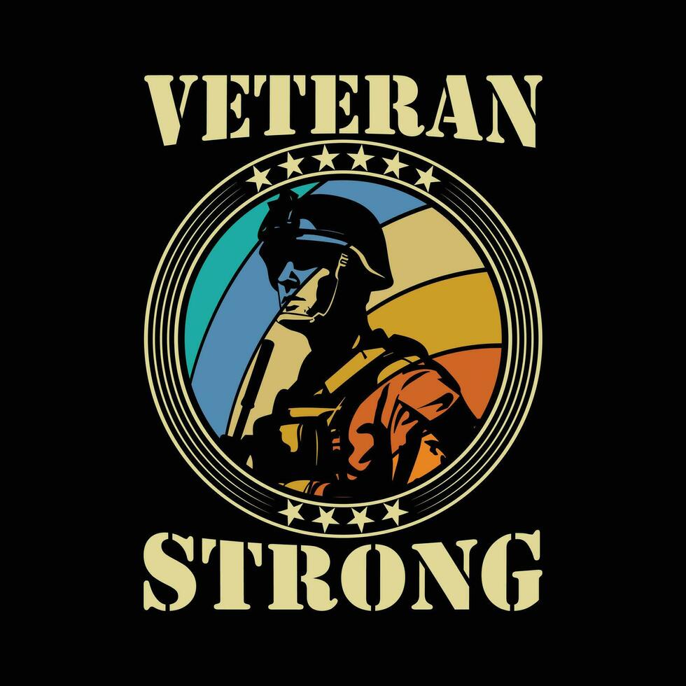 veterano forte, veterano camiseta Projeto vetor