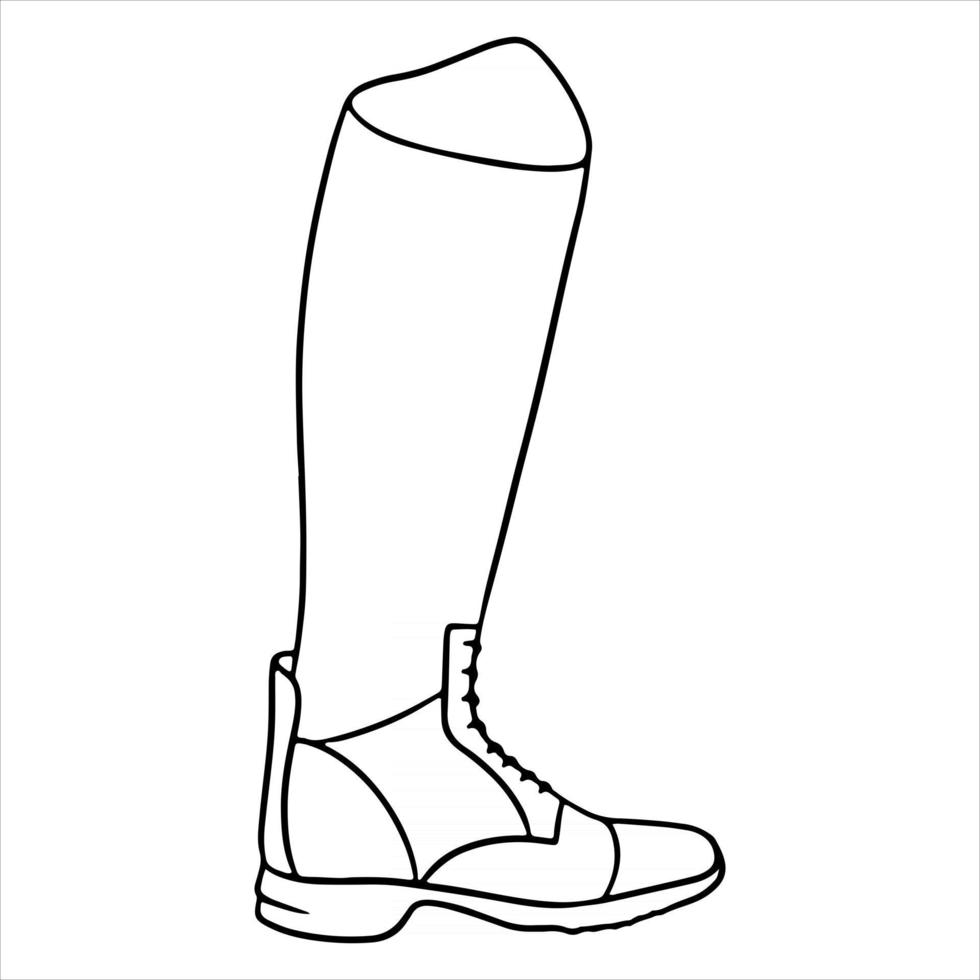 roupas de cavaleiro de traje para ilustração de botas de jóquei no livro de colorir estilo de linha vetor