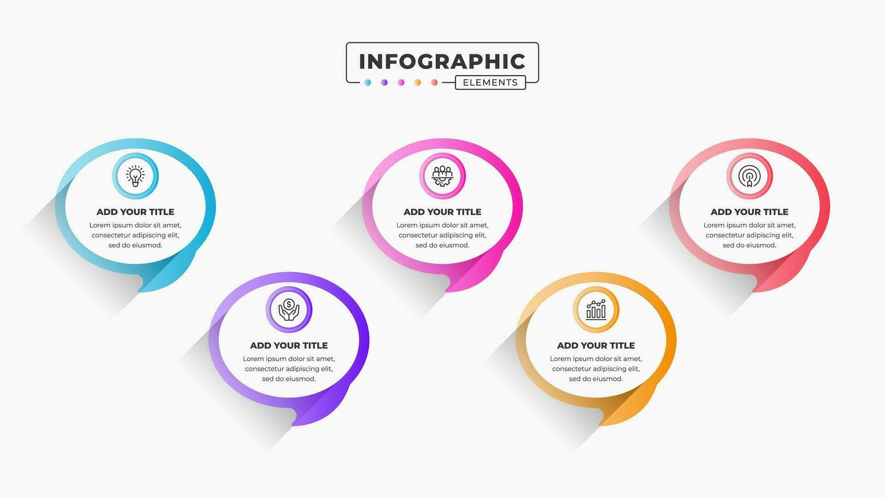 vetor apresentação discurso bolha infográfico Projeto modelo com 5 passos ou opções