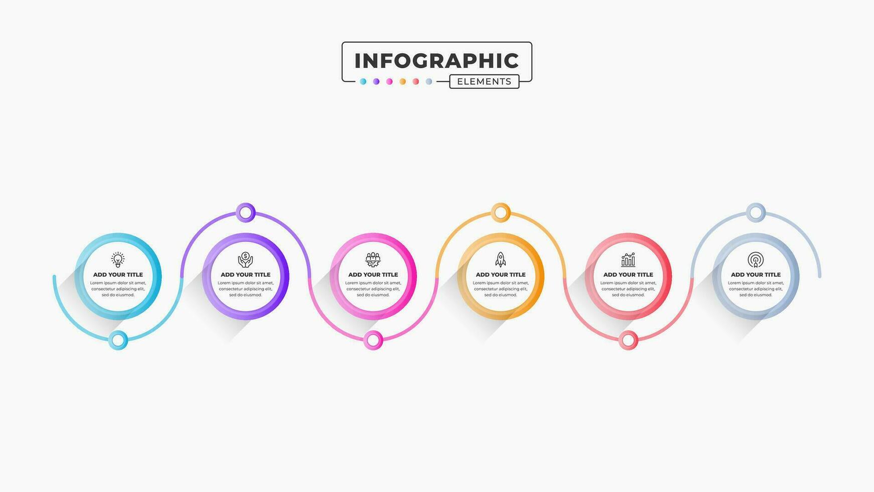 vetor processo infográfico Projeto modelo com ícones e seis opções ou passos