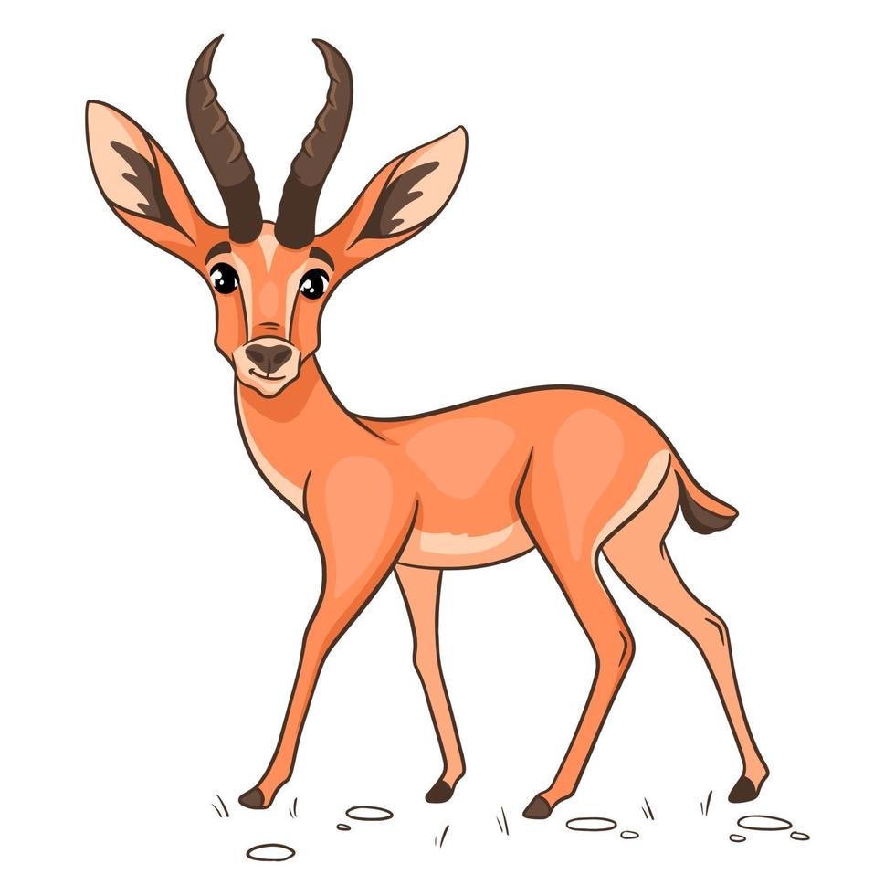 gazela engraçada personagem animal no estilo cartoon. ilustração infantil. vetor