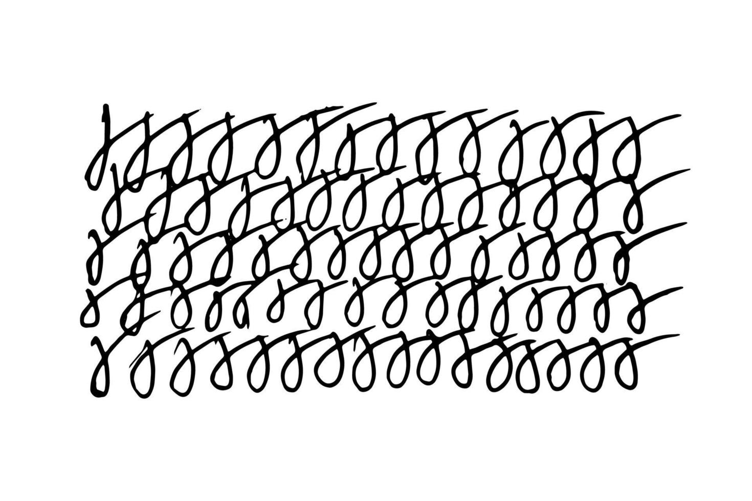 doodle caligrafia arredondada ilustração em fundo branco, em estilo simples. elementos de design de repetição arbitrária são escritos com uma caneta vetor