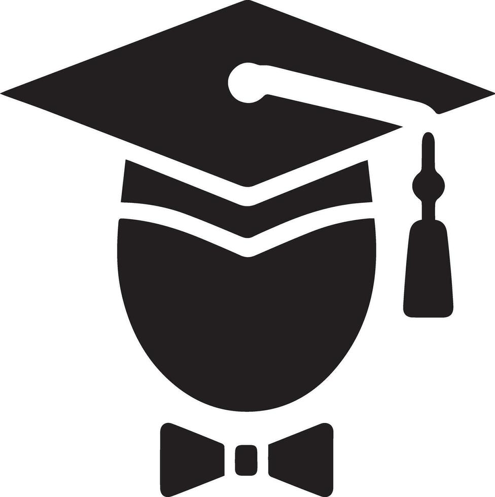 plano, mínimo graduação chapéu ícone vetor silhueta branco fundo 3