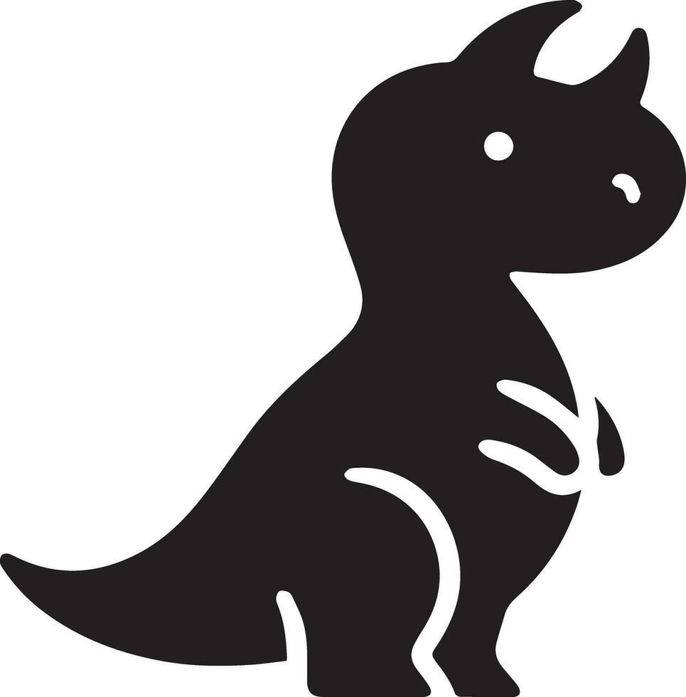 mínimo engraçado desenho animado dinossauro vetor silhueta, silhueta, Preto cor, branco fundo 7