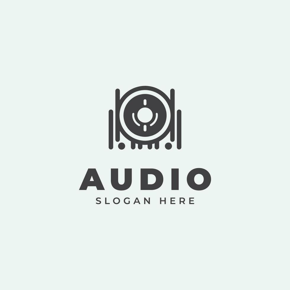 audio logotipo projeto, dentro monocromático, plano estilo, Preto e branco vetor