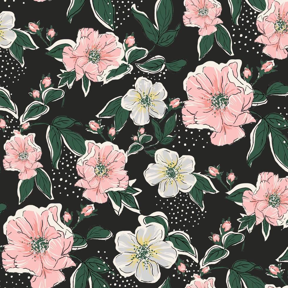 estampa floral. fundo sem emenda do vetor. perfeito para design de tecido, papel de parede, papel de embrulho. vetor