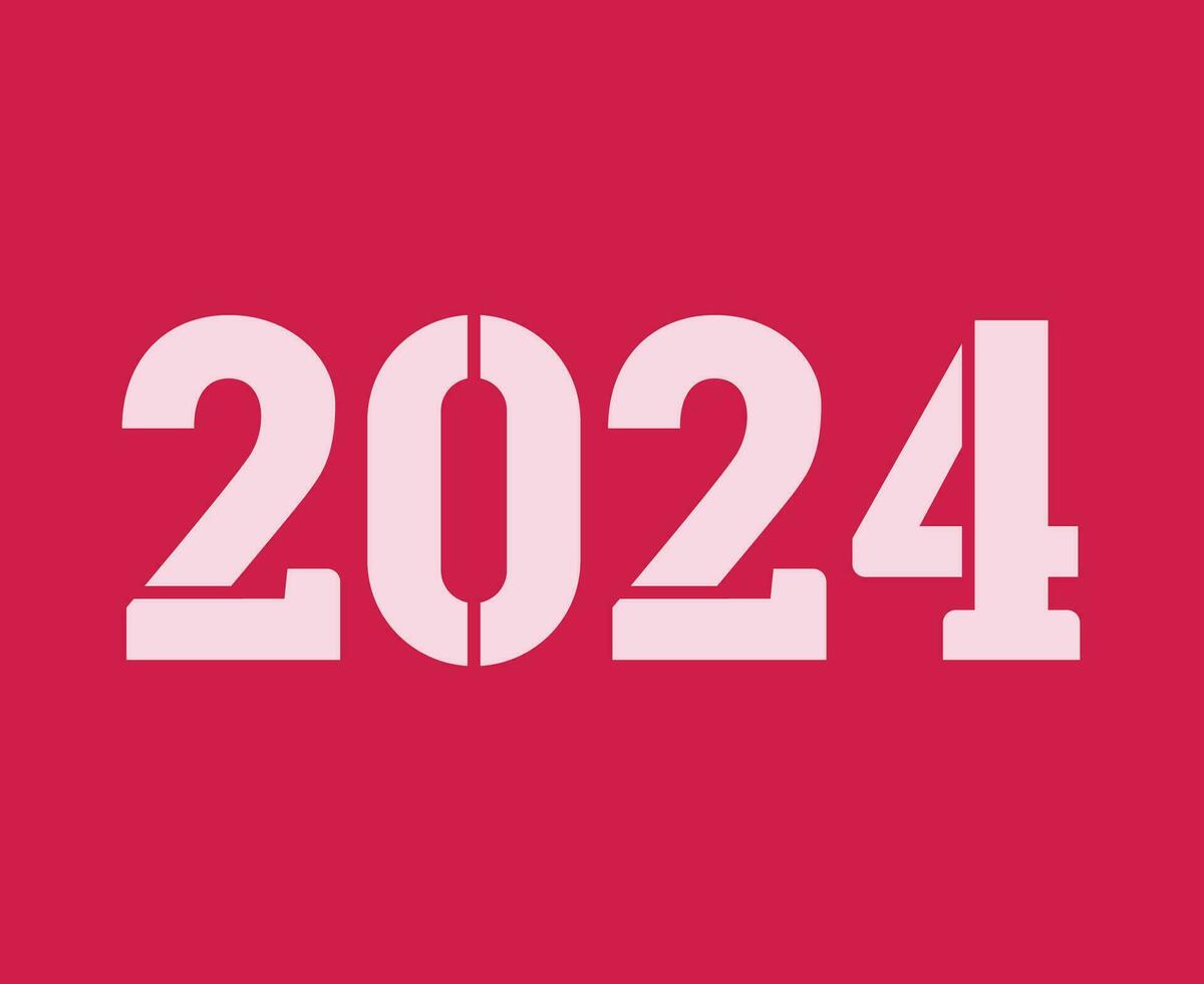 feliz Novo ano 2024 abstrato branco gráfico Projeto vetor logotipo símbolo ilustração com Rosa fundo