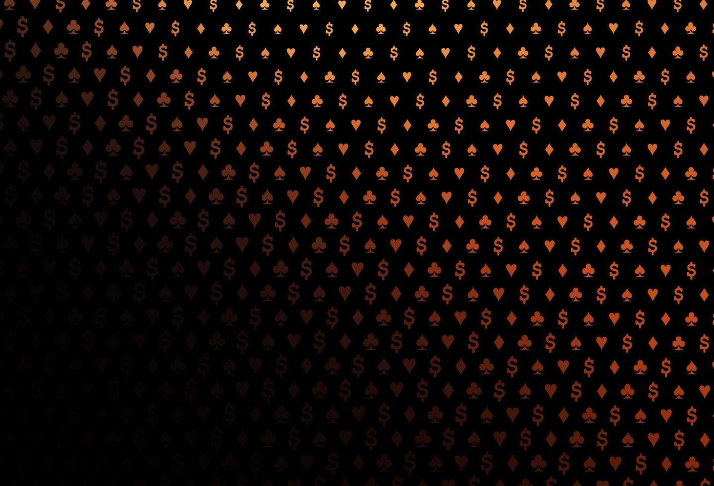 modelo de vetor laranja escuro com símbolos de pôquer.