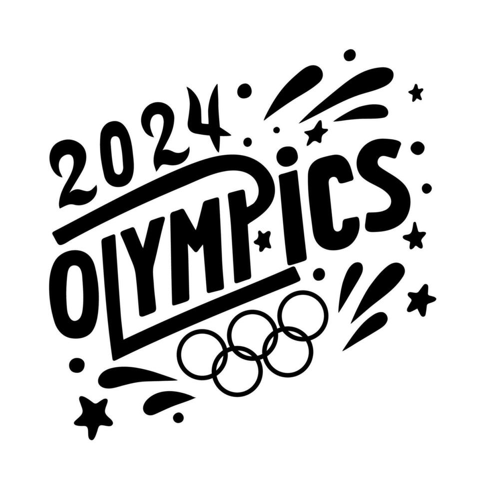 olímpico jogos 2024. verão olímpico jogos dentro Paris 2024. Preto letras isolado em branco fundo. vetor