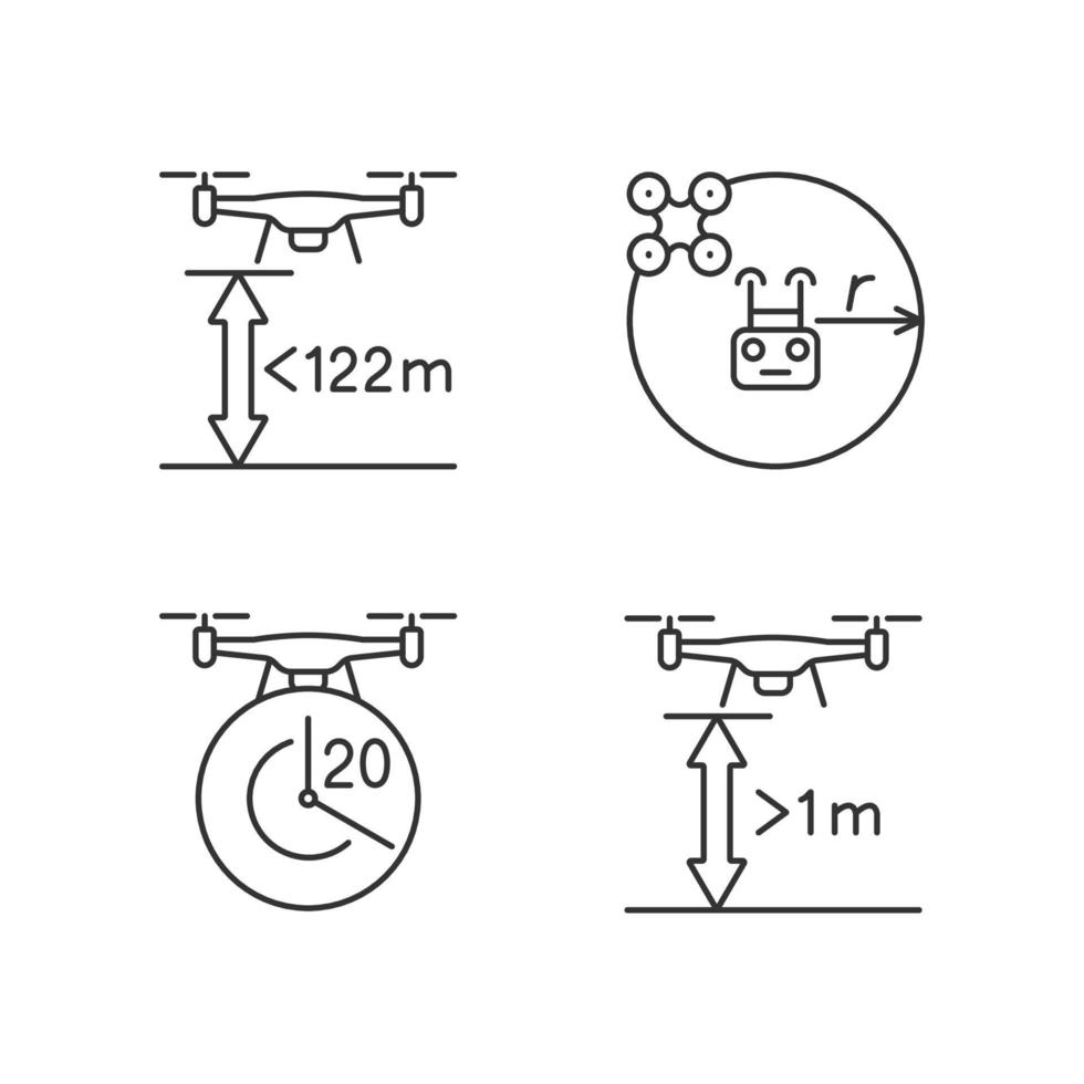 drone controle adequado conjunto de ícones de etiqueta manual linear vetor