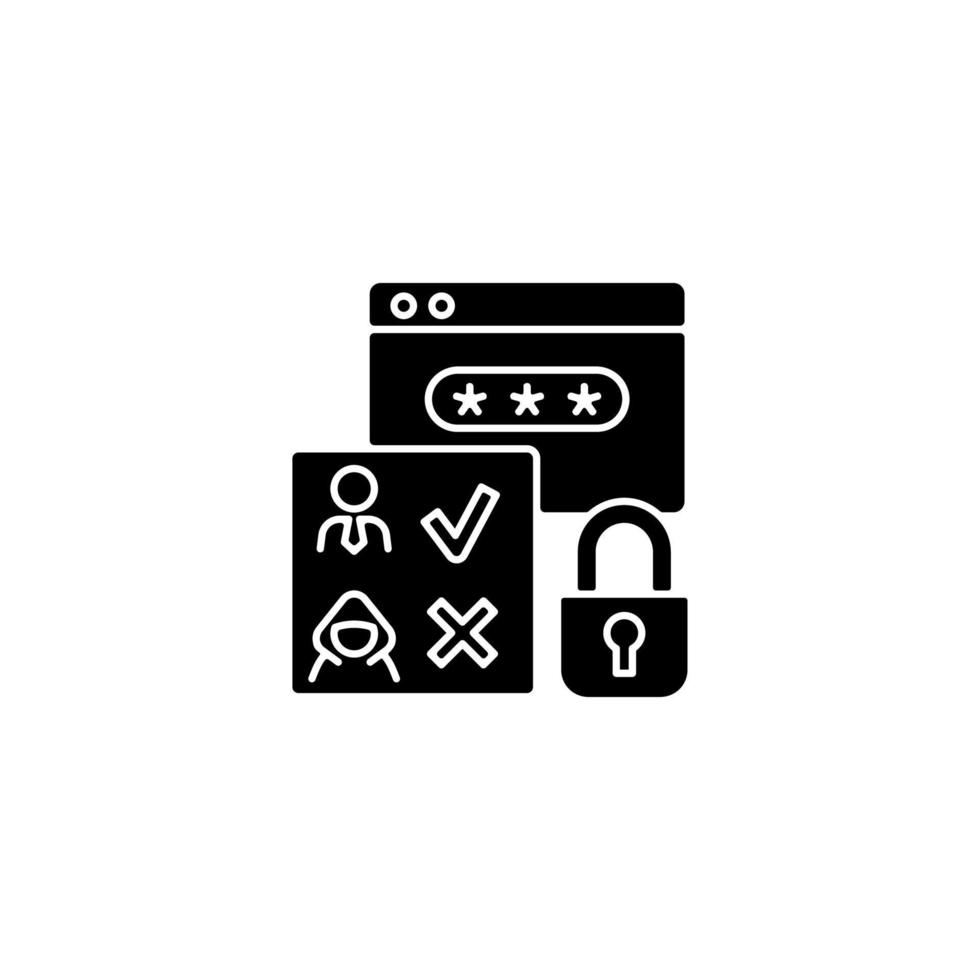 ícone de glifo preto de controle de acesso vetor