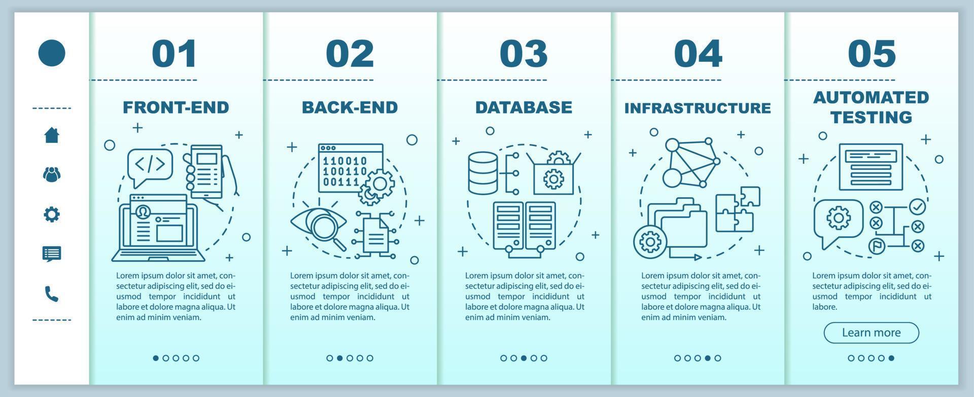 modelo de vetor de desenvolvimento front-end e back-end para integração de páginas da web para celular