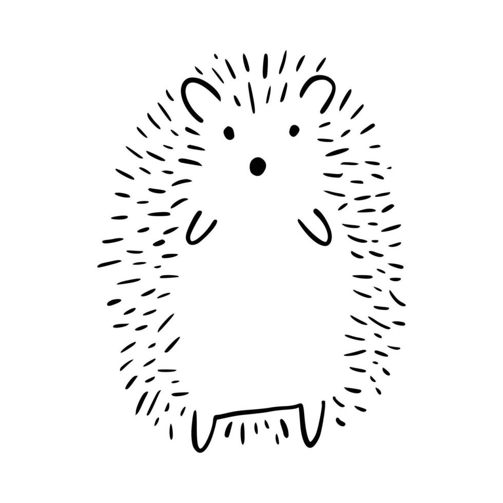 desenho animado rabisco fofa ouriço - isolado vetor ilustração. desenhado à mão adorável ouriço em dele voltar. espinhoso mamífero. floresta animais. vetor ilustração para crianças.