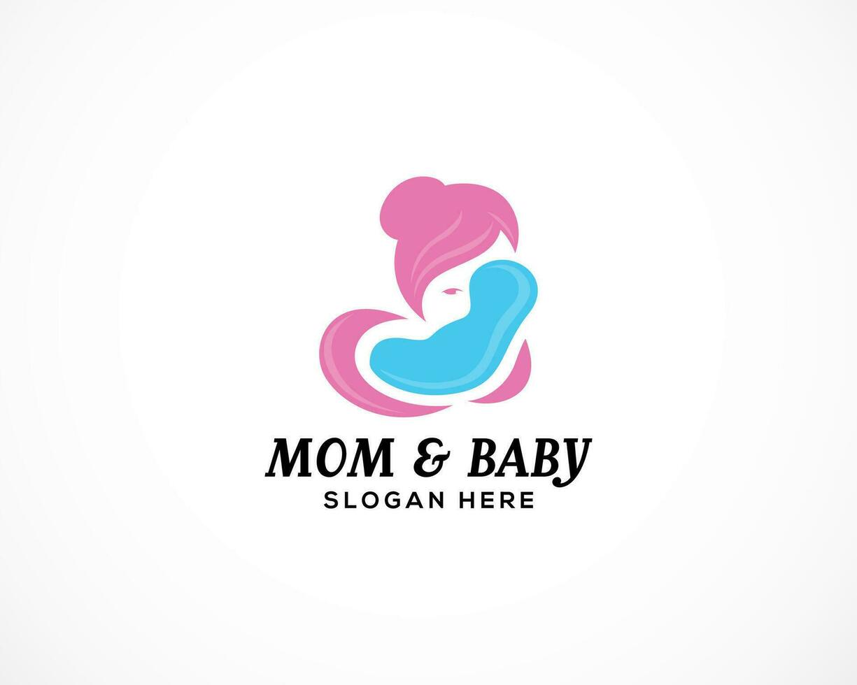 mãe e bebê logotipo bebê Cuidado Projeto vetor ilustração
