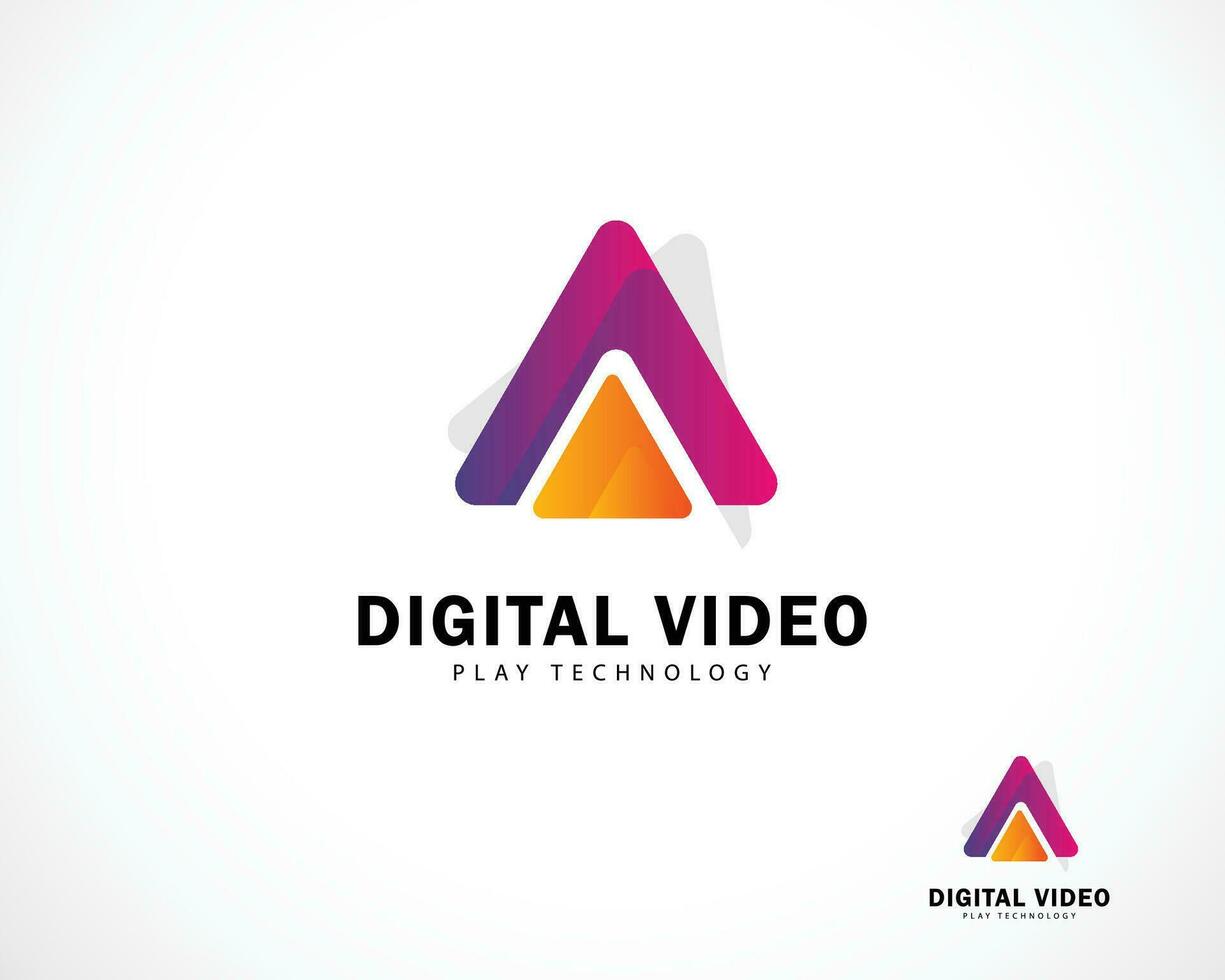 digital vídeo logotipo abstrato criativo cor gradiente triângulo Projeto moderno seta vetor