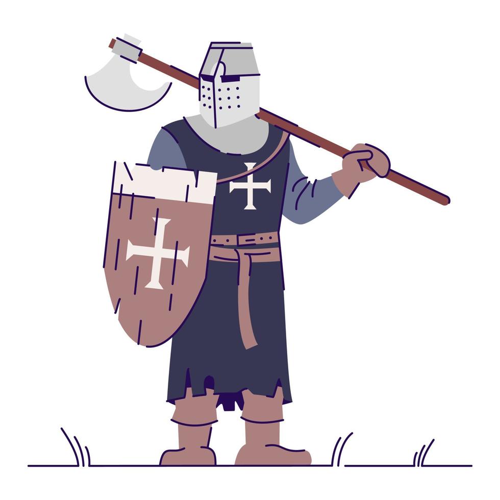 ilustração em vetor plana cavaleiro de armadura segurando arma