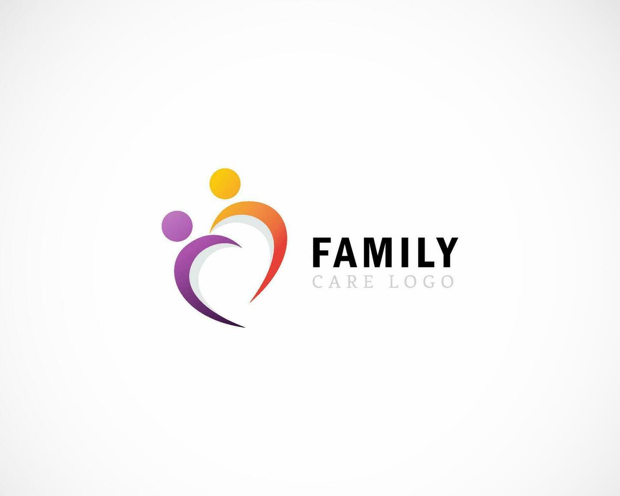 família Cuidado logotipo criativo conceito pessoas abstrato coração família Projeto moderno vetor