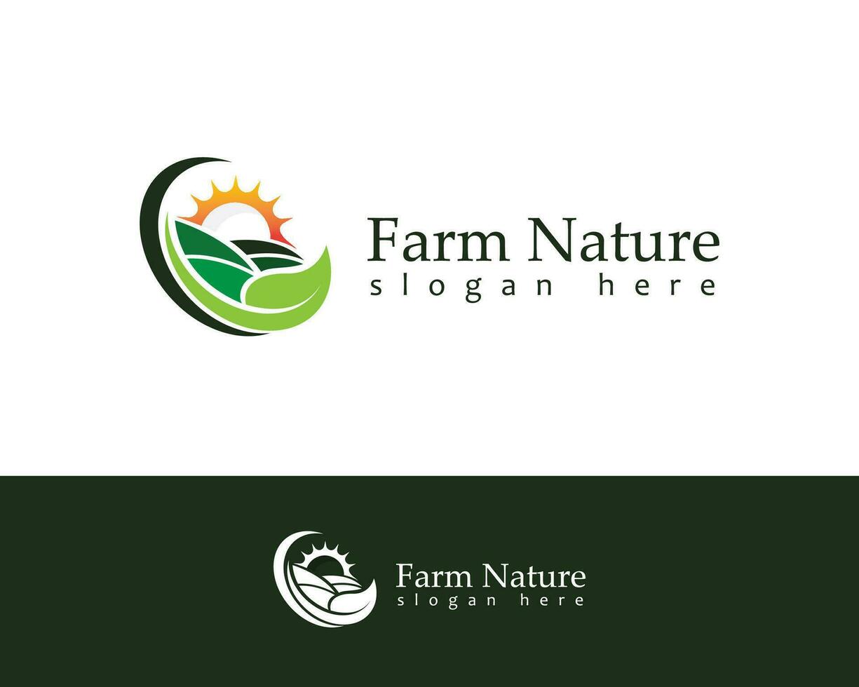 Fazenda logotipo criativo agricultura natureza jardim ilustração vetor