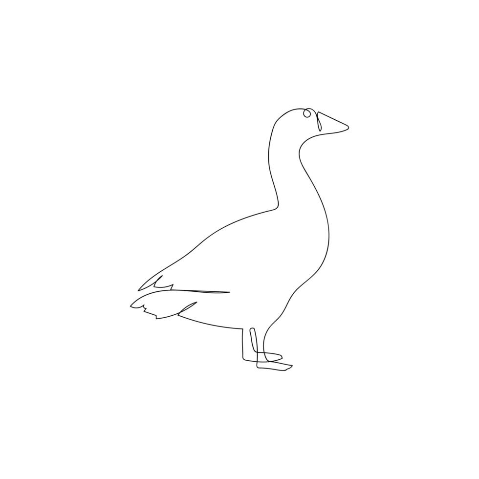 contínuo um ganso de linha. desenho de linha contínua de aves, animais domésticos. mão desenhada ilustração em vetor estilo minimalismo.