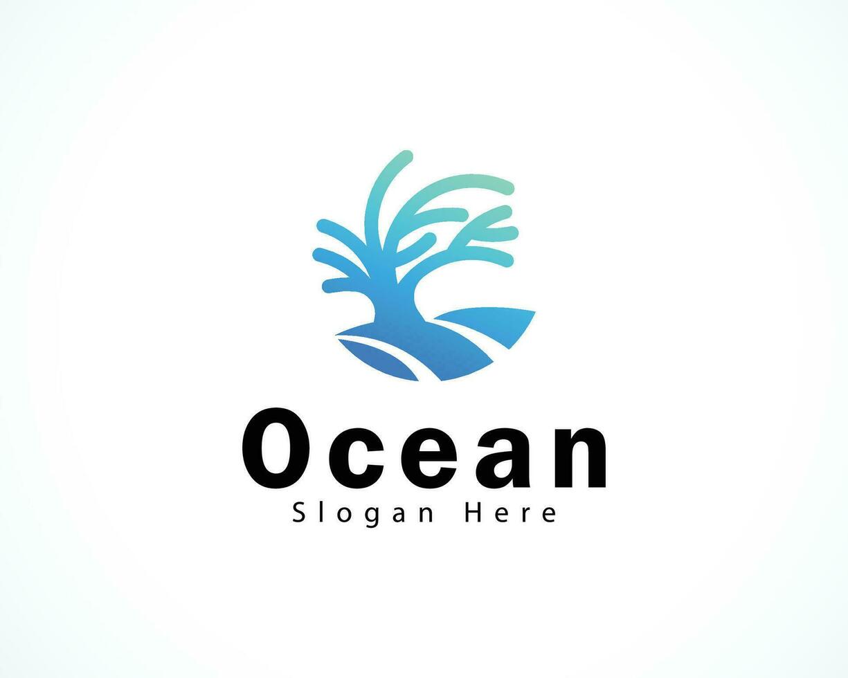oceano logotipo criativo árvore de praia mar onda logotipo Projeto vetor
