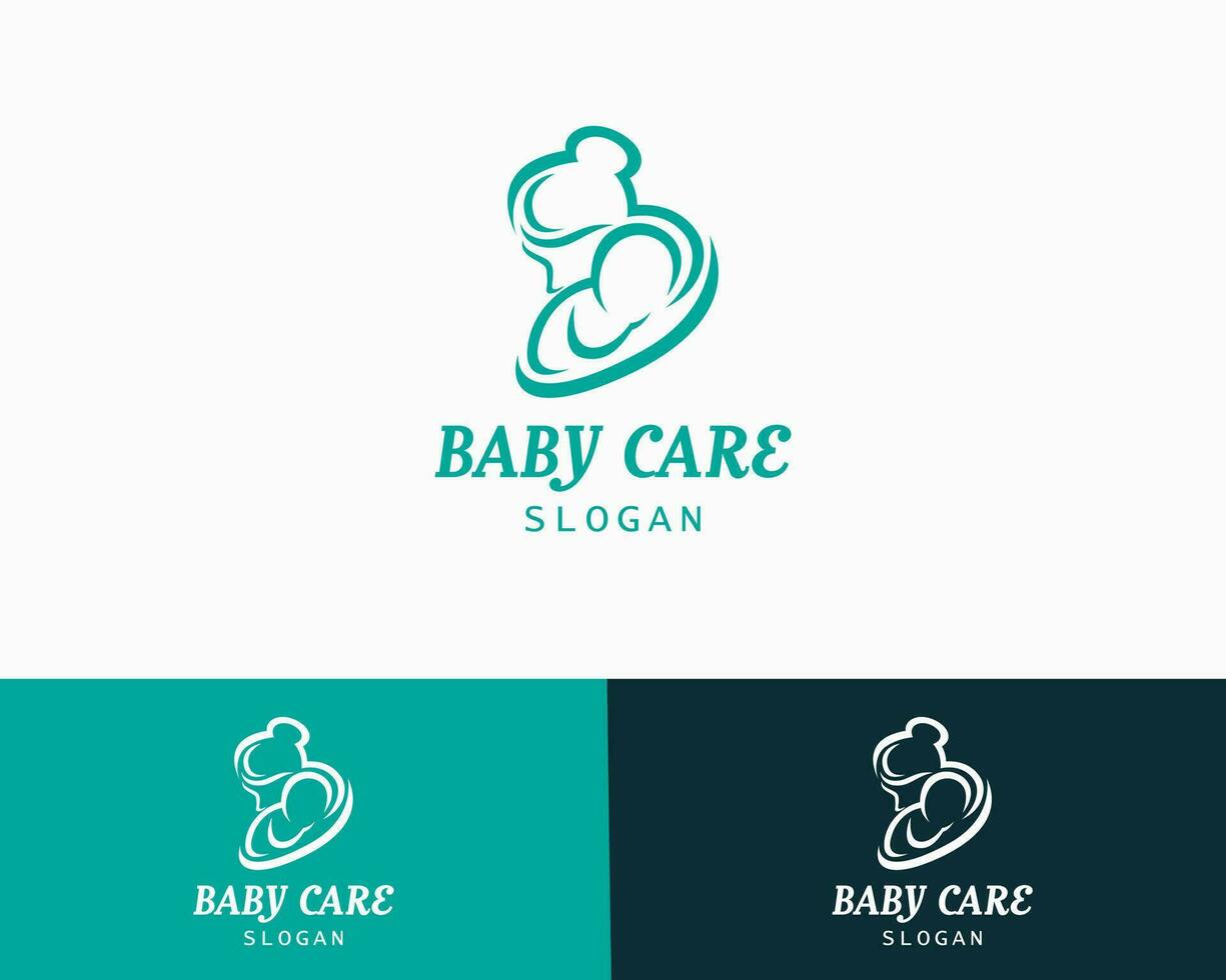 mãe e bebê logotipo bebê Cuidado Projeto vetor ilustração
