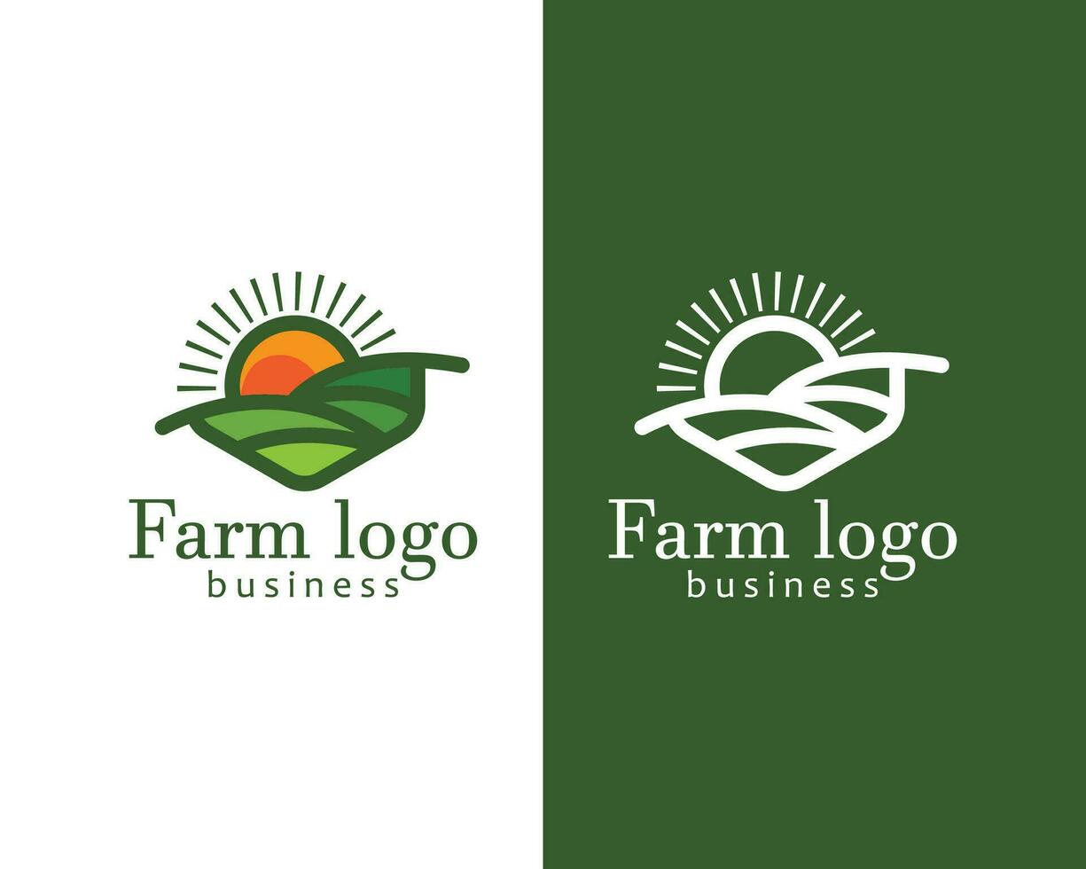 Fazenda logotipo criativo jardim Sol ilustração vetor emblema