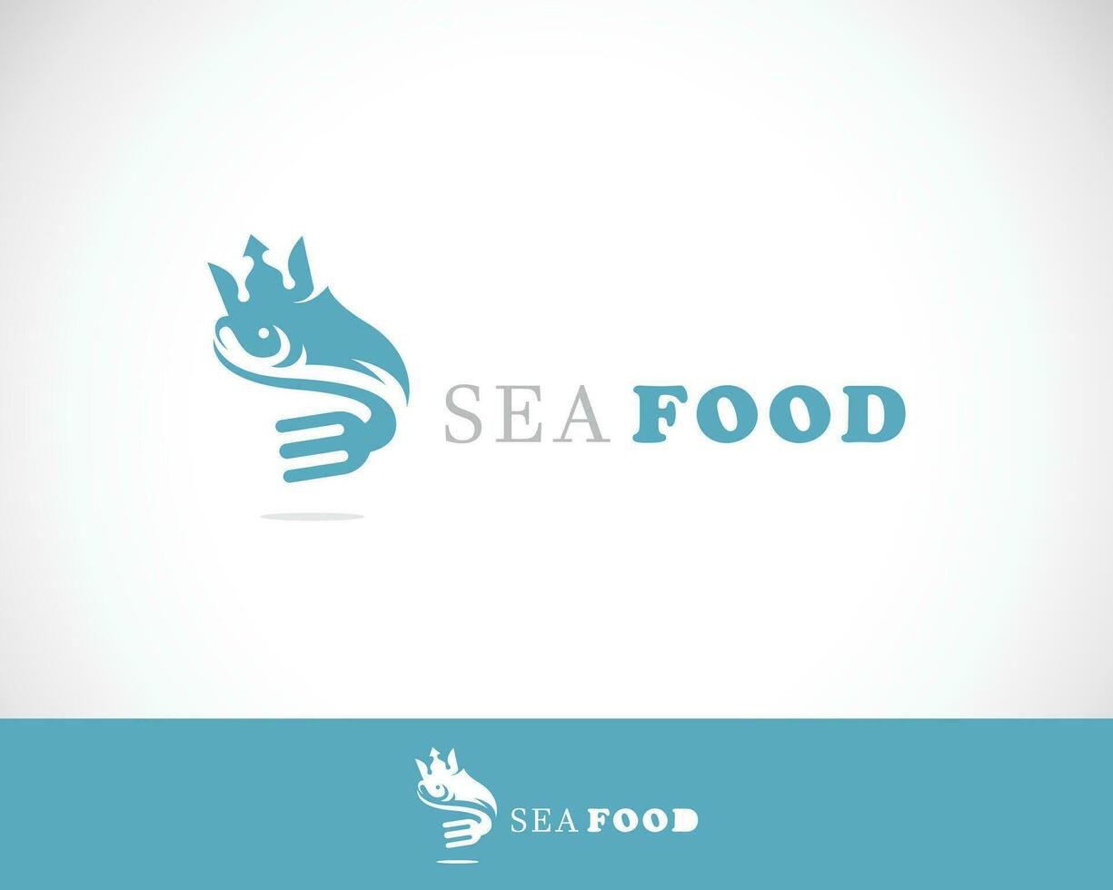 mar Comida logotipo criativo restaurante rei coroa peixe logotipo conceito vetor
