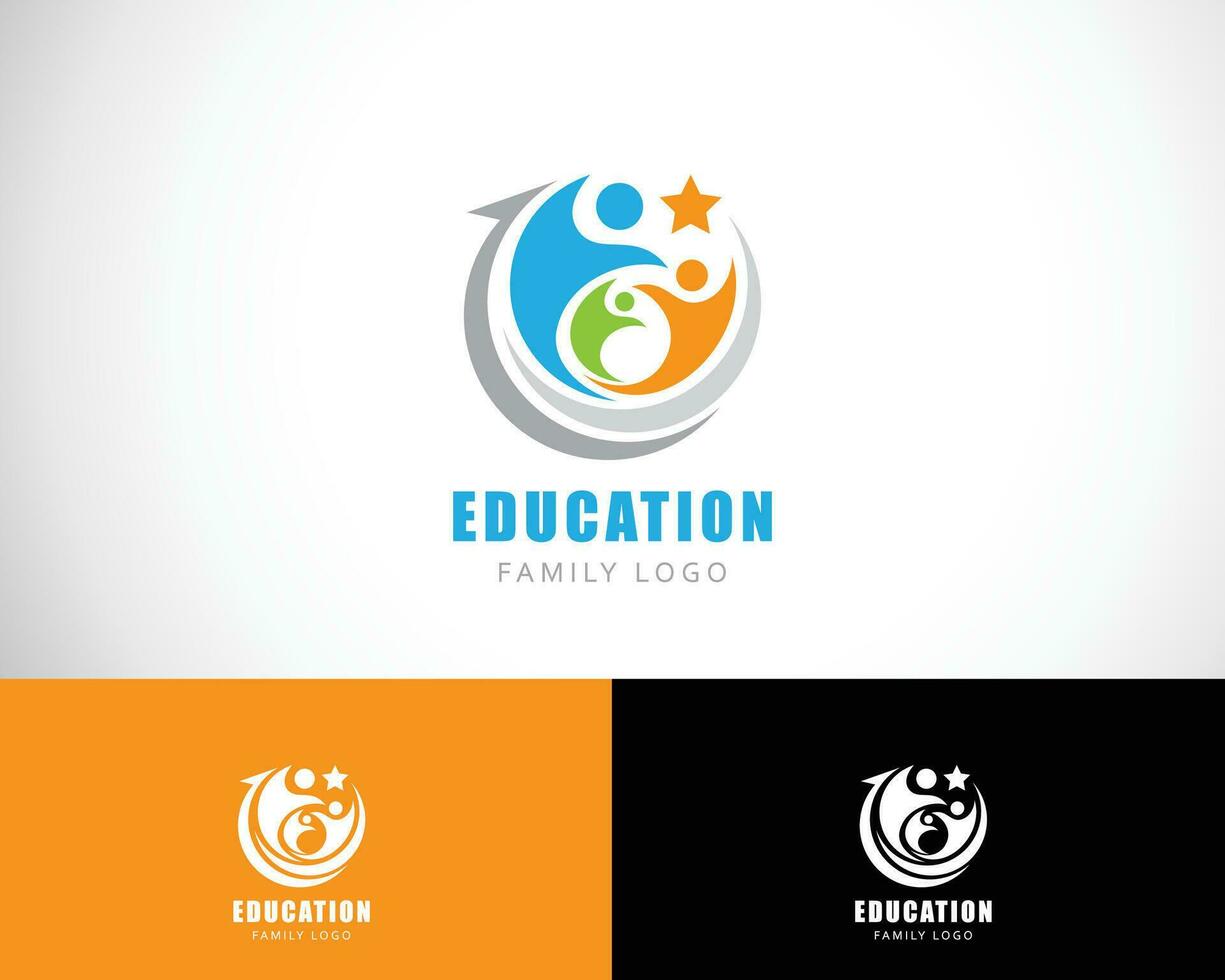 Educação logotipo criativo família logotipo abstrato Cuidado progresso vetor