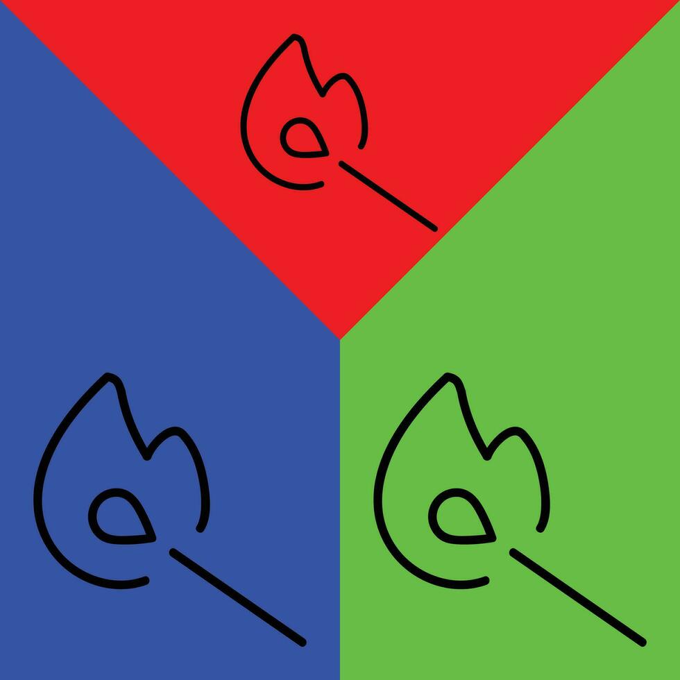 fósforos vetor ícone, esboço estilo ícone, a partir de aventura ícones coleção, isolado em vermelho, azul e verde fundo.