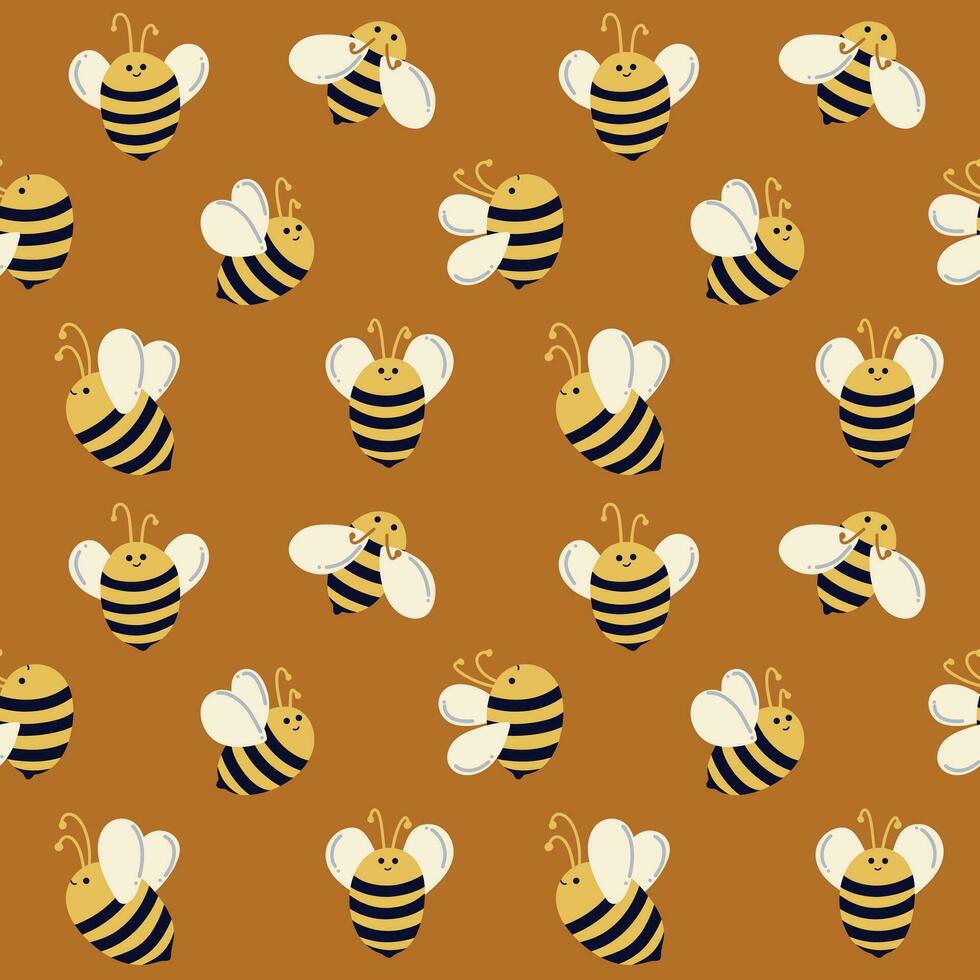 abelhas mover dentro diferente instruções em uma Castanho fundo. desatado padronizar com abelhas para crianças vetor
