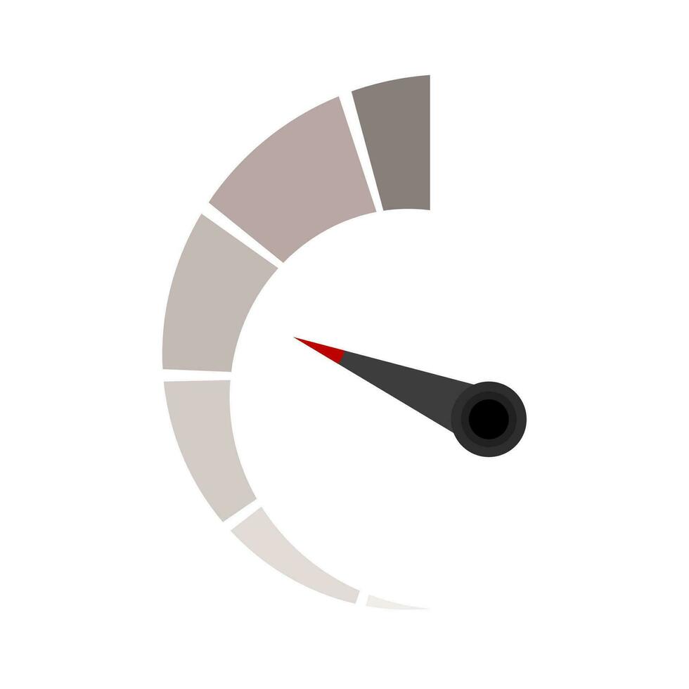 medição indicador com vermelho seta. vetor desempenho baixo e altura, o negócio gráfico velocímetro ou barométrico ilustração