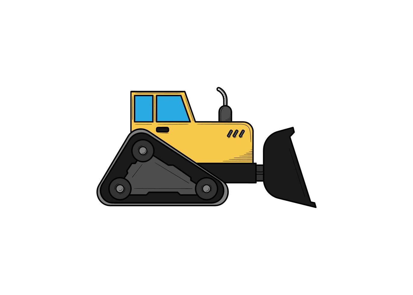 bulldozer veículo pesado mão desenhada esboço ilustração vetorial vetor