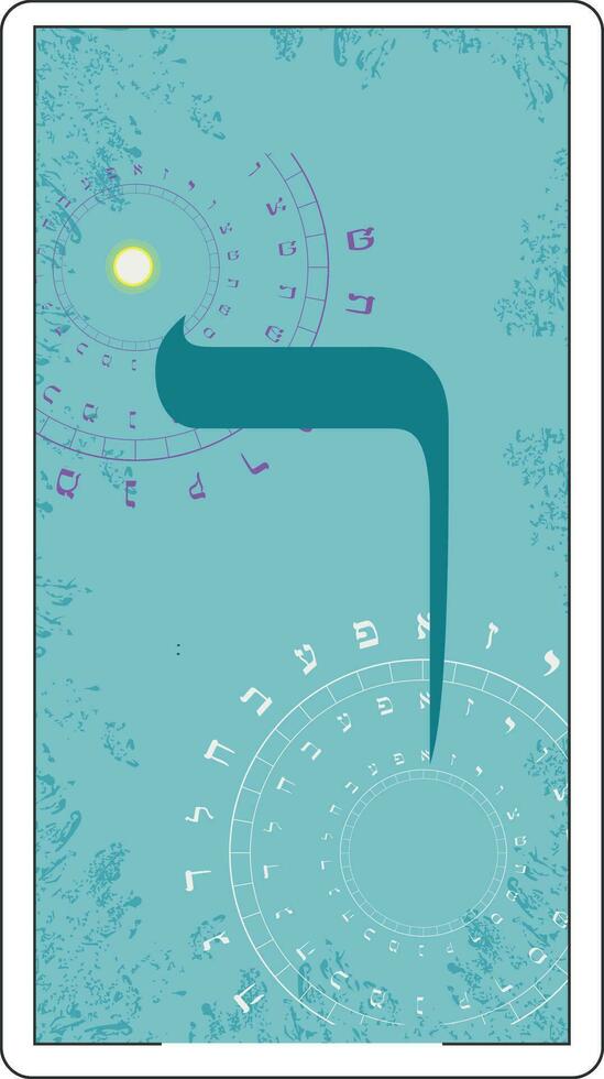 Projeto para uma cartão do hebraico tarô. hebraico carta chamado resh ampla e azul. vetor