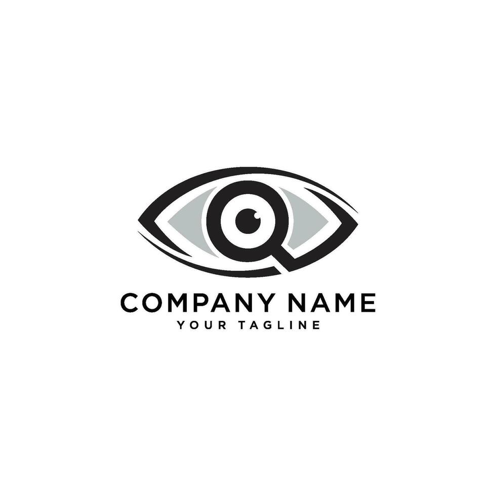 logotipo do olho com modelo de logotipo inicial da letra q vetor