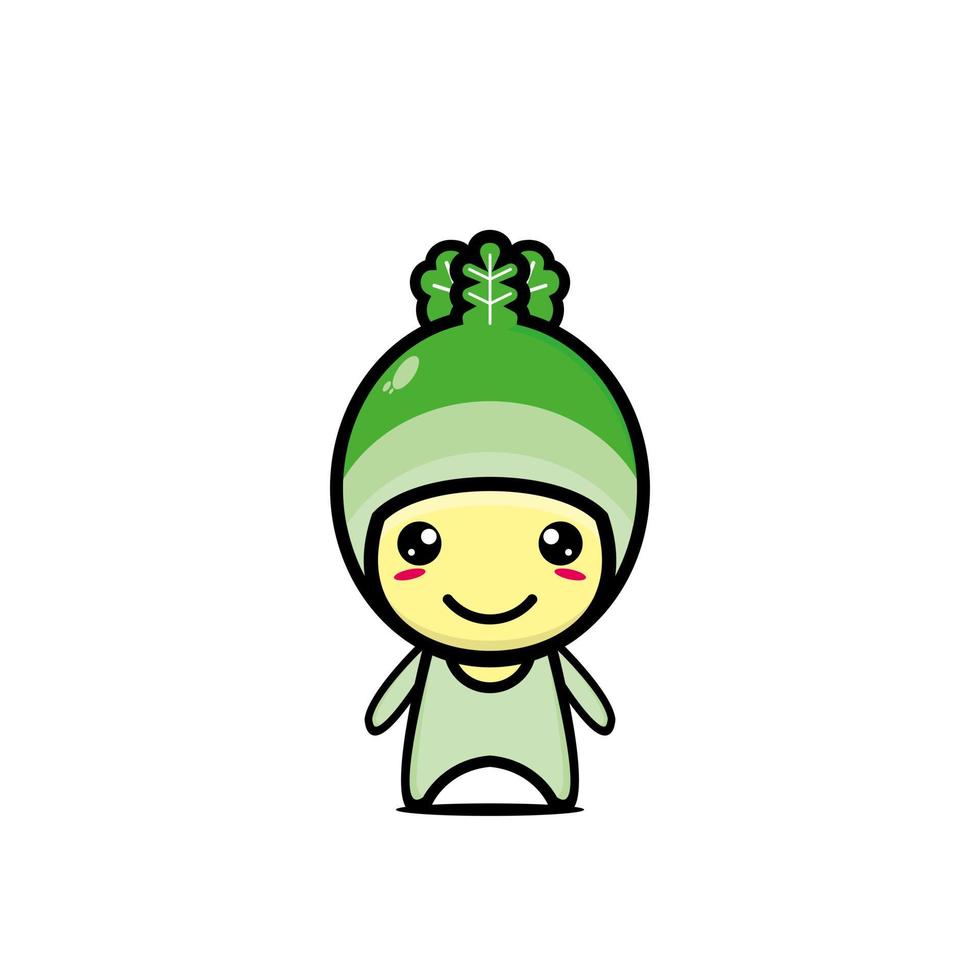 bonito sorrindo engraçado repolho vegetal. vector design de ilustração de personagem kawaii dos desenhos animados de estilo simples. isolado em fundo branco