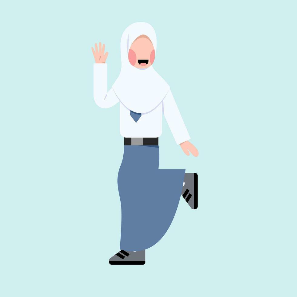 indonésio hijab Senior Alto escola aluna vetor