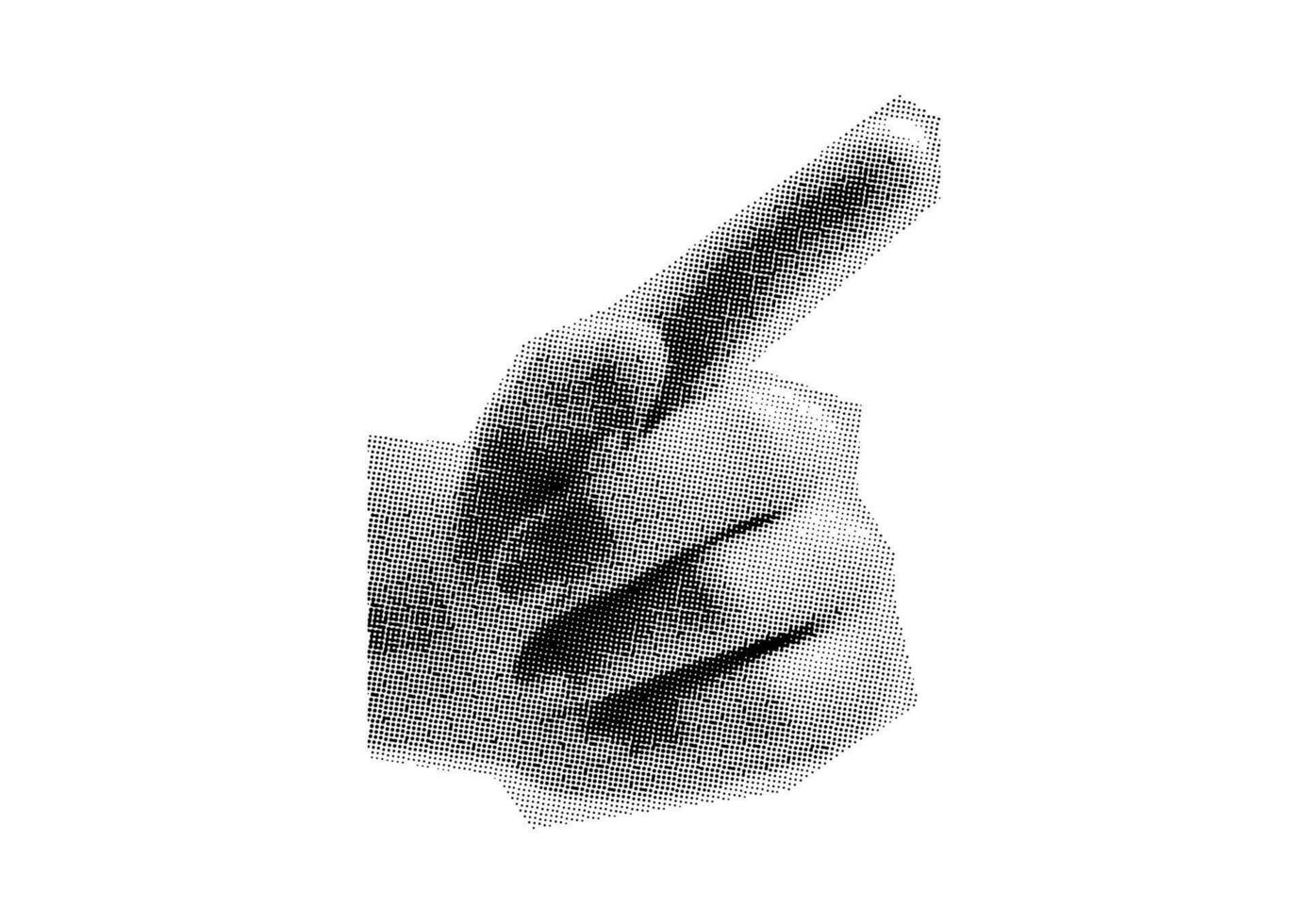 mão, punho, Palma, pontos punk ano 2000 Preto e branco colagem elementos vetor