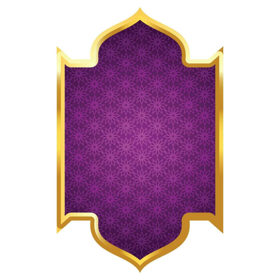 luxo dourado islâmico real título quadro, Armação árabe estilo texto caixa bandeira clipart vetor