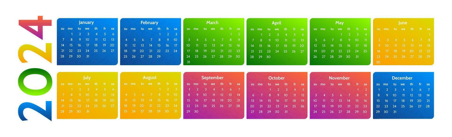 calendário para 2024 isolado em uma branco fundo vetor