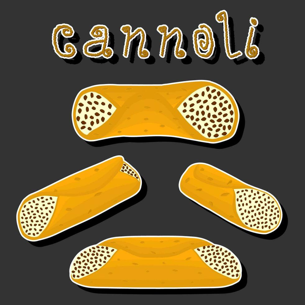 ilustração em tema grande conjunto diferente tipos doce waffles siciliano sobremesa cannoli vetor