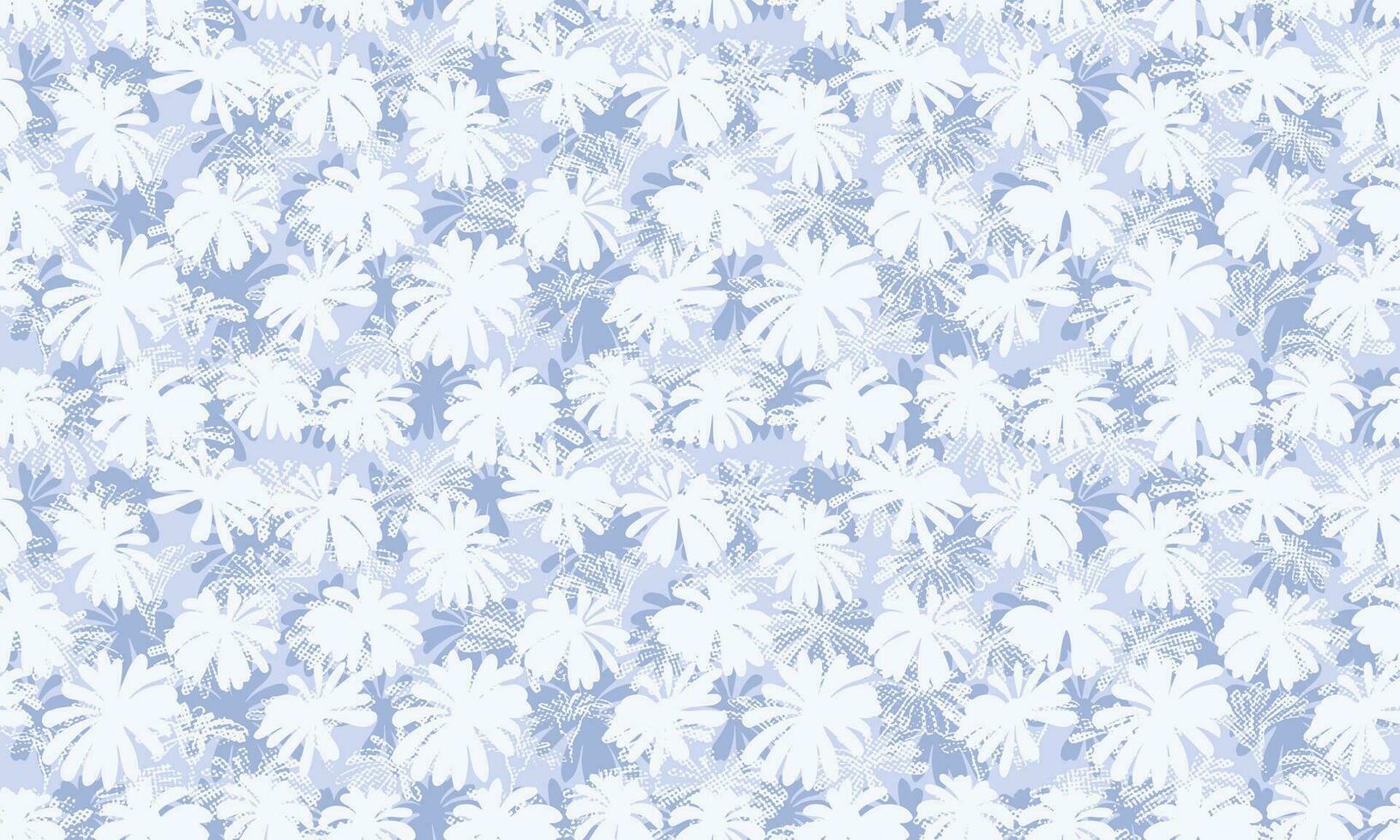 desatado padronizar com vetor mão desenhado silhueta flores branco forma abstrato texturas flores em uma azul fundo. modelo para têxtil, superfície projeto, tecido, papel de parede, moda