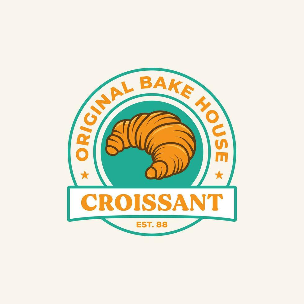 Prêmio vetor croissant pão logotipo modelo